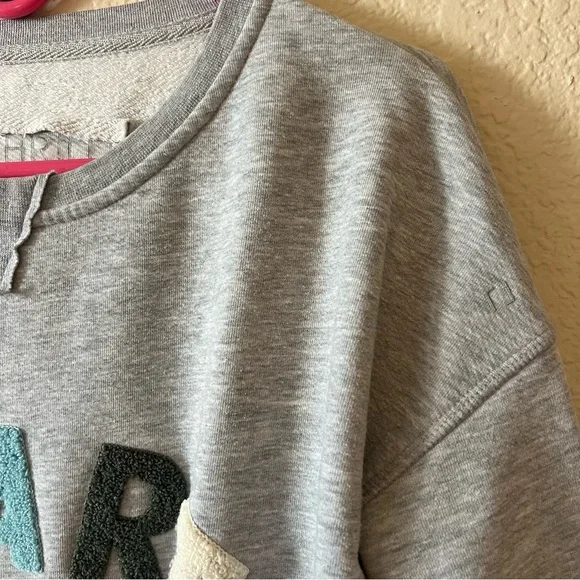 ZHRILL Grey Cotton Sweatshirt Sweater with Heart Appliqués size Small - Picture 7 of 8